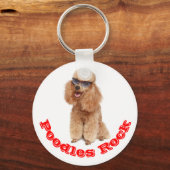 プードルズロック!アプリコットミニチュアプードル子犬 キーホルダー (正面)