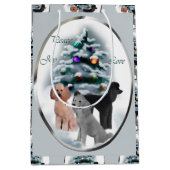 プードルトリオクリスマス ミディアムペーパーバッグ (正面)