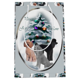 プードルトリオクリスマス ミディアムペーパーバッグ