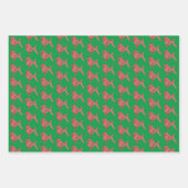 プードルドッグかわいいシルエットグリーンウメリーーフマス ラッピングペーパーシート (正面3)