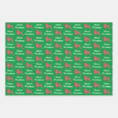プードルドッグかわいいシルエットグリーンウメリーーフマス ラッピングペーパーシート (正面)