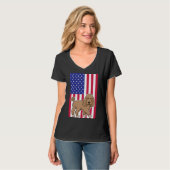 プードルドッグアメリカ国旗 Tシャツ (正面フル)