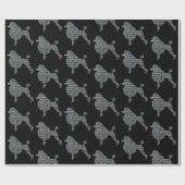 プードルドッグイエロー&ブルーグリッド ラッピングペーパー (フラット)