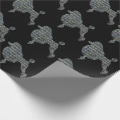 プードルドッグイエロー&ブルーグリッド ラッピングペーパー (角)