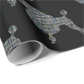 プードルドッグイエロー&ブルーグリッド ラッピングペーパー (ロールコーナー)