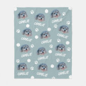 プードルドッグカスタムグレーの写真と名前， Pet フリースブランケット (正面)