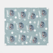 プードルドッグカスタムグレーの写真と名前， Pet フリースブランケット (正面(横))