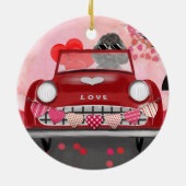 プードルドッグカーとハートバレンタイン セラミックオーナメント (裏面)