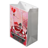 プードルドッグカーとハートバレンタイン ミディアムペーパーバッグ (裏面アングル)