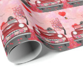 プードルドッグカーとハートバレンタイン ラッピングペーパー (ロールコーナー)