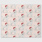 プードルドッグクリスマスサンタハット ラッピングペーパー (フラット)