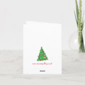 プードルドッグクリスマスツリーかわいいホリデースノー カード (裏面)