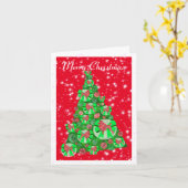 プードルドッグクリスマスツリーかわいいホリデースノー カード (黄色い花)