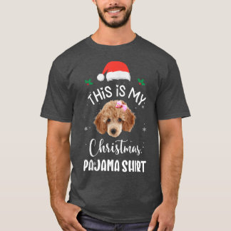 プードルドッグクリスマスツリーサンタハットデコレーションXm Tシャツ