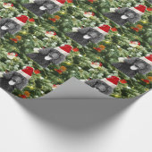 プードルドッグクリスマスツリー雪だるまレッドサンタハット ラッピングペーパー (角)