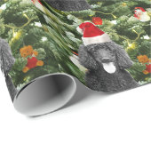 プードルドッグクリスマスツリー雪だるまレッドサンタハット ラッピングペーパー (ロールコーナー)