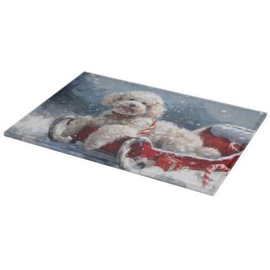 プードルドッグクリスマスフェスティバル カッティングボード (角)