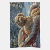 プードルドッグクリスマスフェスティバル キッチンタオル (縦)