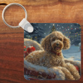 プードルドッグクリスマスフェスティバル キーホルダー (正面)