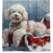 プードルドッグクリスマスフェスティバル シャワーカーテン (正面)