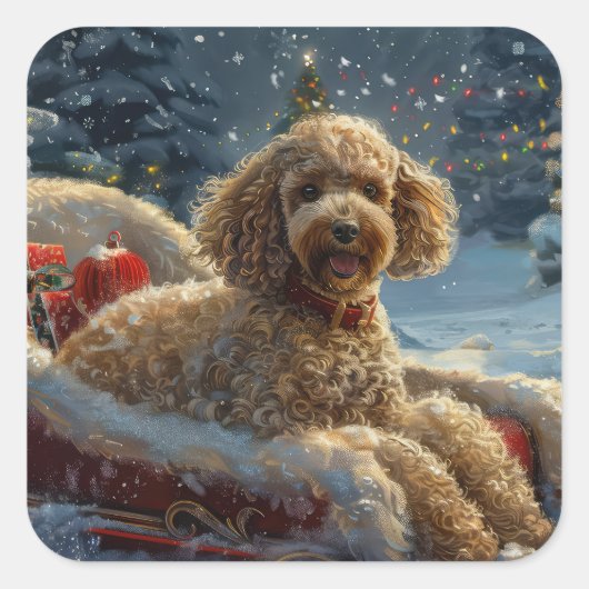 プードルドッグクリスマスフェスティバル スクエアシール (正面)