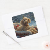 プードルドッグクリスマスフェスティバル スクエアシール (封筒)