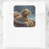 プードルドッグクリスマスフェスティバル スクエアシール (バッグ)