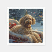 プードルドッグクリスマスフェスティバル スタンダードカクテルナプキン (正面)