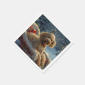 プードルドッグクリスマスフェスティバル スタンダードカクテルナプキン (角)