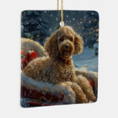 プードルドッグクリスマスフェスティバル セラミックオーナメント (右)
