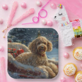 プードルドッグクリスマスフェスティバル ペーパープレート (パーティー)