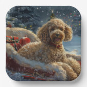 プードルドッグクリスマスフェスティバル ペーパープレート (正面)