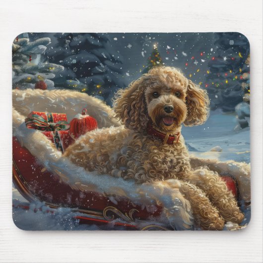 プードルドッグクリスマスフェスティバル マウスパッド (正面)