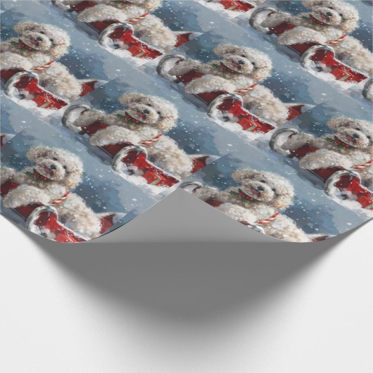 プードルドッグクリスマスフェスティバル ラッピングペーパー (角)