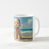 プードルドッグクリスマスヴィンテージビーチ コーヒーマグカップ (正面右)