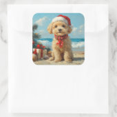 プードルドッグクリスマスヴィンテージビーチ スクエアシール (バッグ)