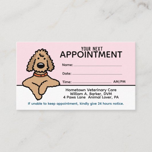 プードルドッグケアアポイントメントアラーム 名刺 (正面)