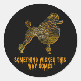 プードルドッグシルエットおもしろいハロウィーン ラウンドシール