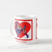 プードルドッグシルエットヴァレンティーンズデイ赤いハート コーヒーマグカップ (正面左)