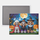 プードルドッグスパンプキンハロウィンおもしろい マグネット (正面/裏面)