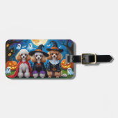 プードルドッグスパンプキンハロウィンおもしろい ラゲッジタグ (正面横)