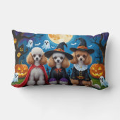 プードルドッグスパンプキンハロウィンおもしろい ランバークッション (裏面)