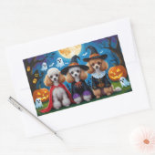 プードルドッグスパンプキンハロウィンおもしろい 長方形シール (封筒)