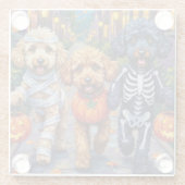 プードルドッグズトリックまたはトリートハロウィーンコスチューム ガラスコースター (裏面)