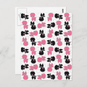 プードルドッグズブラック&ピンク ポストカード (正面/裏面)