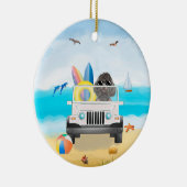 プードルドッグドライビングオンビーチ セラミックオーナメント (右)