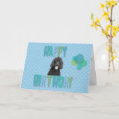 プードルドッグハッピーバースデーグリーティングカード カード (黄色い花)