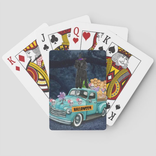 プードルドッグハロウィーントラック怖い夜 トランプ (裏面)