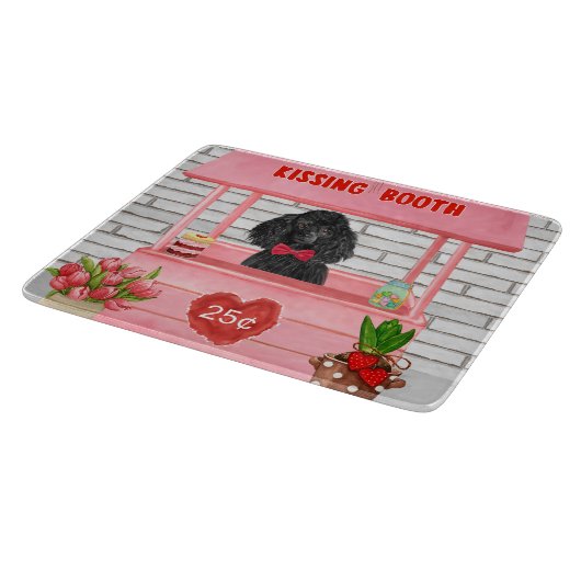 プードルドッグバレンタインデーキスをするス カッティングボード (角)