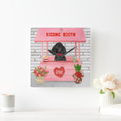 プードルドッグバレンタインデーキスをするス スクエア壁時計 (ホーム)